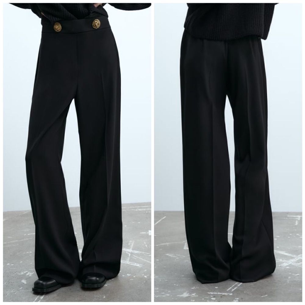 Zara Flowy Buttoned Pants New